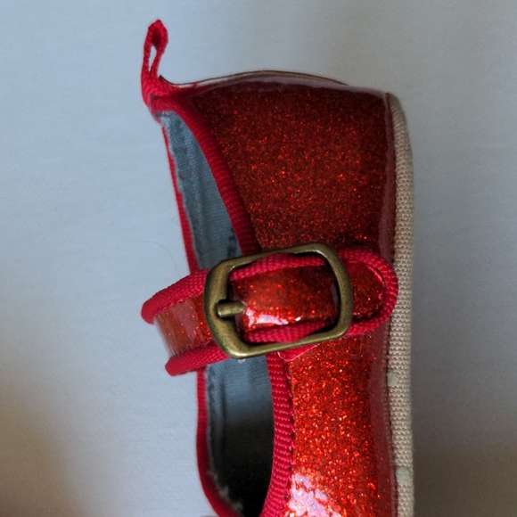 Baby Gap Sparkly Red Mary Janes Flat Dress Infant Shoes * 3-6M - Picture 3 of 8
